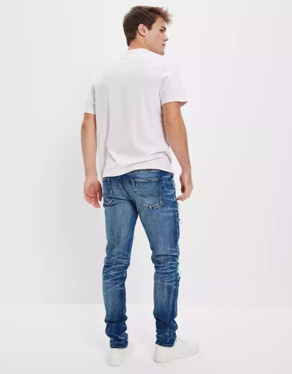 Jean American Eagle AE AirFlexRipped Athlétiques Mince Indigo Homme | QBB-90755392